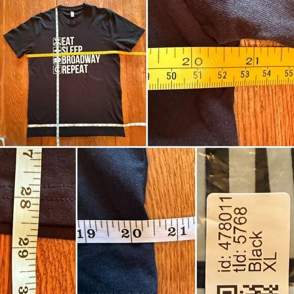 Eat Sleep Broadway Repeat T Shirt Size XL Theater Graphic Black Tee - Picture 6 of 7